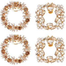 FINGERINSPIRE 4 PCS Rhinestone Crystal Shoe Clips Wreath & Rectangle Shape Shoe Charms Detachable Pair Shoe Buckles Light Gold Shoes Jewelry Decorations for Women Bridal Pumps Heels Shoes Hats Bags