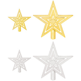 AHANDMAKER 4 Pcs Mini Christmas Tree Topper, Glitter Star Mini Christmas Tree Topper Christmas Tree Decoration Treetop 2 Style Star Christmas Tree Decoration Treetop, 3.7" & 5.9"