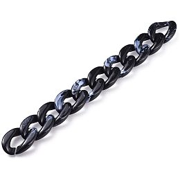 Arricraft 5 Strands 39.37 Inch Black Acrylic Link Chain, Plastic Curb Chain for Neckalce, Bracelet, Earrings, Handbag, Sunglasses Holder