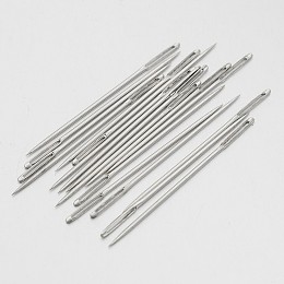 Honeyhandy Iron Sewing Needles, Platinum, 4.6x0.12cm, about 30pcs/bag