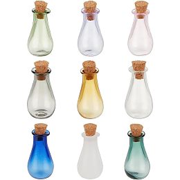 PandaHall Elite 9PCS Tiny Spell Jars, 9 Colors Glass Mini Potion Bottles Empty Wishing Bottle Vials with Cork Stopper Mini Glass Bottles for Pendant Decorations, DIY Crafts, Party Favor