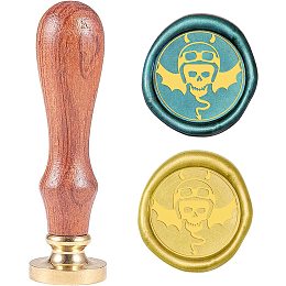 CRASPIRE Wax Seal Stamp Skull Sealing Wax 25mm Vintage Sealing Stamp Head Wooden Handle for LettersWedding Invitations Envelopes Gift Packing Decorating