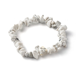 Honeyhandy Synthetic White Howlite Chip Bead Stretch Bracelets for Children, Inner Diameter: 1-7/8 inch(4.8~5.1cm)