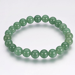 Honeyhandy Natural Green Aventurine Round Bead Stretch Bracelets, 55mm