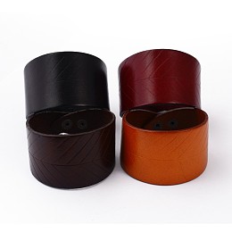 Honeyhandy Alloy Leather Bracelets, Mixed Color, 220x45mm