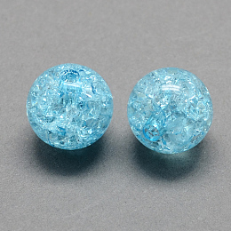 Honeyhandy Transparent Crackle Acrylic Beads, Round, Light Sky Blue, 8mm, Hole: 2mm, about 1890pcs/500g