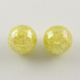 Honeyhandy AB Color Transparent Crackle Round Acrylic Beads, Champagne Yellow, 20mm, Hole: 2.5mm, about 108pcs/500g