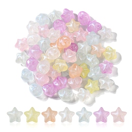 Honeyhandy Rainbow Iridescent Plating Acrylic Beads, Glitter Beads, Star, Mixed Color, 11x11.5x9.5mm, Hole: 2mm