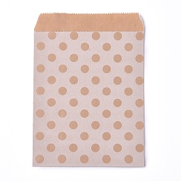 Honeyhandy Kraft Paper Bags, No Handles, Food Storage Bags, BurlyWood, Polka Dot Pattern, 18x13cm