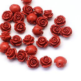 Honeyhandy Flower Cinnabar Beads, FireBrick, 11~12x9mm, Hole: 1~2mm