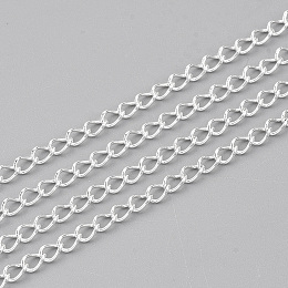 Honeyhandy 304 Stainless Steel Curb Chains, Twisted Chains, Soldered, with Spool, Silver Color Plated, 4x2.5x0.5mm, about 164.04 Feet(50m)/roll