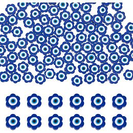 DICOSMETIC 500Pcs Evil Eye Beads Blue Handmade Flower Shape Polymer Clay Beads Softable Flowers Beads Evil Eye Spacer Disc Beads for DIY Bracelet Necklace Jewelry Making, Hole: 1.8mm