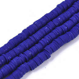 Honeyhandy Handmade Polymer Clay Beads Strands, for DIY Jewelry Crafts Supplies, Heishi Beads, Disc/Flat Round, Medium Blue, 6x0.5~1mm, Hole: 1.8mm, about 290~320pcs/strand, 15.75 inch~16.14 inch(40~41cm)