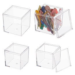 Arricraft 4Pcs 2 Style Square Recyclable Plastic Clear Gift Boxes, with Cover, for Baby Shower Candy Box, Clear, 2pcs/style