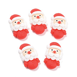 Honeyhandy Resin Cabochons, Christmas Theme, Santa Claus, Red, 24x15.5x8.5mm