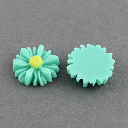 Honeyhandy Flatback Hair & Costume Accessories Ornaments Resin Flower Daisy Cabochons, Turquoise, 13x4mm