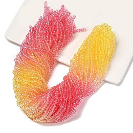 Transparent Painted Glass Beads Strands, Faceted, Rondelle, Red, 4.5x3.6mm, Hole: 0.8mm, about 120pcs/strand, 16.54''(42cm)