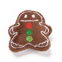 Honeyhandy Cotton Doll Ornament Accessories, with Non-Woven Fabric & Velvet Finding, for DIY Brooch, Bag, Socks, Scarves, for Christmas, Gingerbread Man, Sienna, 46x48x22mm