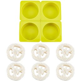 AHANDMAKER Silicone Soap Moulds, Soap Storage Box Silicone Molds, Resin Casting Molds with 10Pcs Natural Loofah Slices Soap Dish Holder for Handmade Soap,Yellow