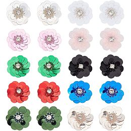 GORGECRAFT 20PCS 10 Colors 1.2 Inch Sequin Flowers Beading Applique Crystal Beaded Sewing on Cloth Patches Rhinestones Garment Accessory DIY for Clothes Bag Shoes Wedding Dress Headband Craft Decor