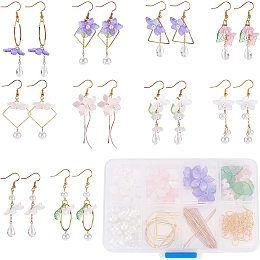 SUNNYCLUE 1 Box 10 Pairs DIY Resin Flower Charms Flowers Charm Pearl Bead Glass Beads Findings Dangle Earring Making Kit for Jewelry Making Kits Starter Beginners Women Earrings Crafts Supplies