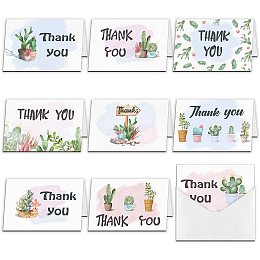 ARRICRAFT 9Pcs Thank You Cards Cactus Series Rectangle Thanks Theme Greeting Cards Set Thank You Notes with Envelopes for Thanksgiving Mother's Day, Father's Day 5.9x3.9in