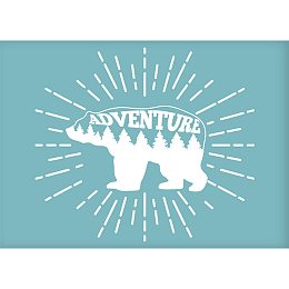 OLYCRAFT Silk Screen Printing Stencil Self-Adhesive Silk Screen Mesh Transfer, Christmas Theme Pattern Mesh Transfers for T-Shirt Pillow Fabric Painting, Reusable and Washable- Adventure Bear