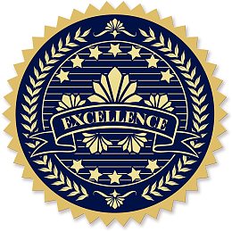 CRASPIRE Gold Foil Certificate Seals Excellence 2" Round Self Adhesive Embossed Stickers 100pcs for Invitations, Certification, Graduation, Notary Seals, Corporate Seals, Monogram Emboss