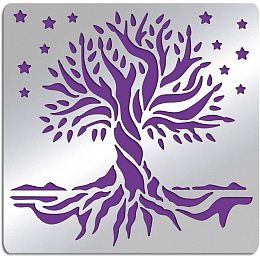 FINGERINSPIRE Tree of Life Metal Journal Stencil Stars Metal Painting Template Stainless Steel Multifunctional Planner Metal Stencils Templates for DIY, Engraving, Painting, Scrapbooking