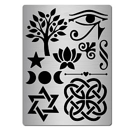 GORGECRAFT Metal Eye of Horus Stencil Tree of Life lotus Moon Viking Symbol Celtic Triquetra Knot Stencils Painting Reusable Template for Painting, Wood Burning, Pyrography and Engraving