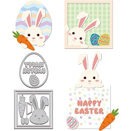 GLOBLELAND Easter Bunny Frame Cutting Dies Easter Egg Carbon Steel Die Cuts for DIY Crafting Embossing Stencil Template for Easter Card Making Scrapbooking Photo Album Decoration