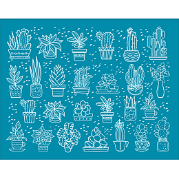 OLYCRAFT 5x4 Inch Silk Screen Stencil for Polymer Clay Plant Silk Screen Printing Stencils Cactus Succulent Pot Clay Stencils Reusable Mesh Transfer Stencil for Polymer Clay Earring Jewelry Making