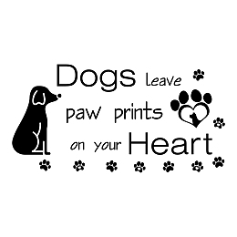 SUPERDANT Dog Wall Decals Pets Saying Wall Decals Dogs Leave Paw Prints on Your Hearts Quotes Wall Decals Black Vinyl Paw Prints Wall Art Stickers for Pet Store Living Room Bedroom Wall Decorations