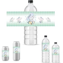 PandaHall Elite 30pcs Elephant Water Bottle Labels Baby Shower Bottle Wrappers Waterproof Water Bottle Stickers Self-Adhesive Cover Tags for Baby Shower Birthday Party Wine Champagne Bottle Decorations