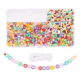 ARRICRAFT DIY Jewelry Set Making, Bracelet & Necklace with Opaque Acrylic Spacer Beads, Transparent Acrylic Beads and Waxed Polyester Cord, Mixed Color, 1560Pcs/Set