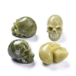 Honeyhandy Halloween Natural Lemon Jade Home Decorations, Skull, 38~38.5x32~32.5x49~50mm