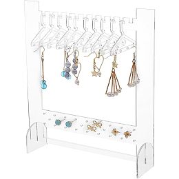 SUPERFINDINGS Transparent Acrylic Earring Display Stand with 10pcs Coat Hangers Stud Earring Jewelry Show Holder Plastic Display Rack Stand Organizer for Jewelry Display Retail Store