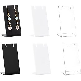 Pandahall Elite 3 Colors Earring Holder, 6pcs L-Shape Earring Display Jewelry Displays Marketing Holders Acrylic Necklace Stand for Necklace Jewelry Dangling Slant Back Display (1.3 x 1.7 x 3.4 Inch)