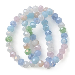 Honeyhandy Electroplate Glass Beads Strands, AB Color Plated, Faceted, Rondelle, Misty Rose, 7.5~8x6mm, Hole: 1.5mm, about 69~72pcs/strand, 16.54 inch~17.24 inch(42cm~43.8cm)