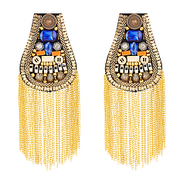 FINGERINSPIRE 2 Pcs Shoulder Epaulets Tassel Shoulder Board Brooch Badge Gold Fringe Shoulder with Beads & Bottons & Beads Brooch Pin Stage Blazer Epaulet Shoulder for Costumes Jacket Design