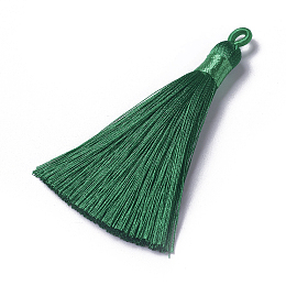 Honeyhandy Polyester Tassel Pendants, Dark Green, 78~82x8mm, Hole: 2~4mm