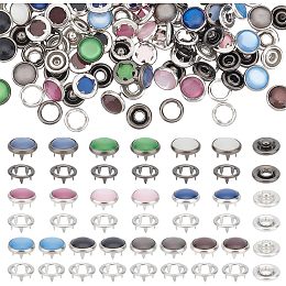 NBEADS 50 Sets 10 Colors Brass Snap Buttons, Decorative Snap Buttons Metal Garment Buttons Resin Pearl Snaps Fasteners for Clothes Skirt Popper Studs DIY Sewing Crafts