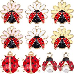 SUNNYCLUE 1 Box 30Pcs 5 Styles Ladybug Enamel Charms Beetle Charm Red Metal Alloy Flying Animals Ladybirds Insect Charms for Jewelry Making Charms Bracelet Necklace Earring Women DIY Jewelry Craft