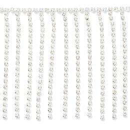 Honeyhandy Glass Rhinestone Cup Chains, Tassel Chains, Wedding Dress Decorative Rhinestone Chains, Clear, 600~780x80x3mm