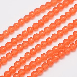 Honeyhandy Natural & Dyed Malaysia Jade Bead Strands, Round, Tomato, 6mm, Hole: 0.8mm, about 64pcs/strand, 15 inch