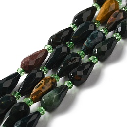 Natural Ocean Agate/Ocean Jasper Beads Strands, Faceted, Teardrop, 12~16.5x7.5~8.5mm, Hole: 0.8mm, about 20~21pcs/strand, 14.96~15.63''(38~39.7cm)