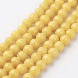 Honeyhandy Natural Mashan Jade Round Beads Strands, Dyed, Yellow, 6mm, Hole: 1mm, about 69pcs/strand, 15.7 inch