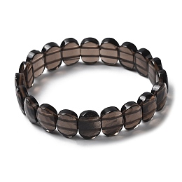 Honeyhandy Natural Smoky Quartz Beaded Stretch Bracelet, Gemstone Jewelry for Women, Oval, Inner Diameter: 2-1/8 inch(5.4~5.5cm)