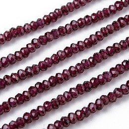 Honeyhandy Natural Garnet Beads Strands, Faceted, Rondelle, 3x2mm, Hole: 0.5~0.6mm, about 129~173pcs/strand, 15.5 inch(39.5cm)