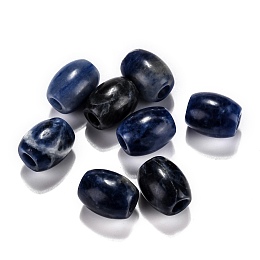 Honeyhandy Natural Sodalite European Beads, Large Hole Beads, Barrel, 15~17x12~13.5mm, Hole: 4.5~5mm